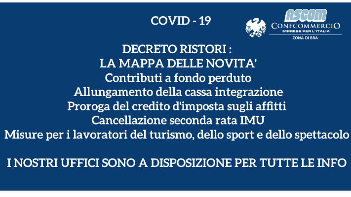 DECRETO RISTORI: LA MAPPA DELLE NOVITA