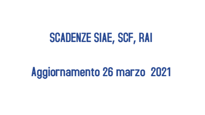 SIAE, SCF, CANONE RAI: PROROGHE E RIDUZIONI