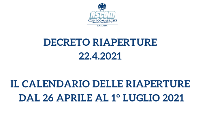 CALENDARIO RIAPERTURE 